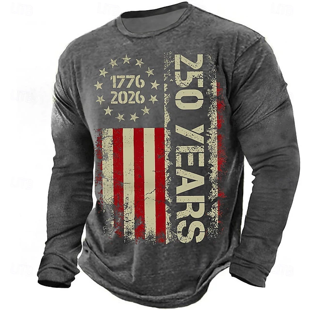 Men's 250th Anniversary American Flag Pattern Pullover Sweatshirt (1776-2026)