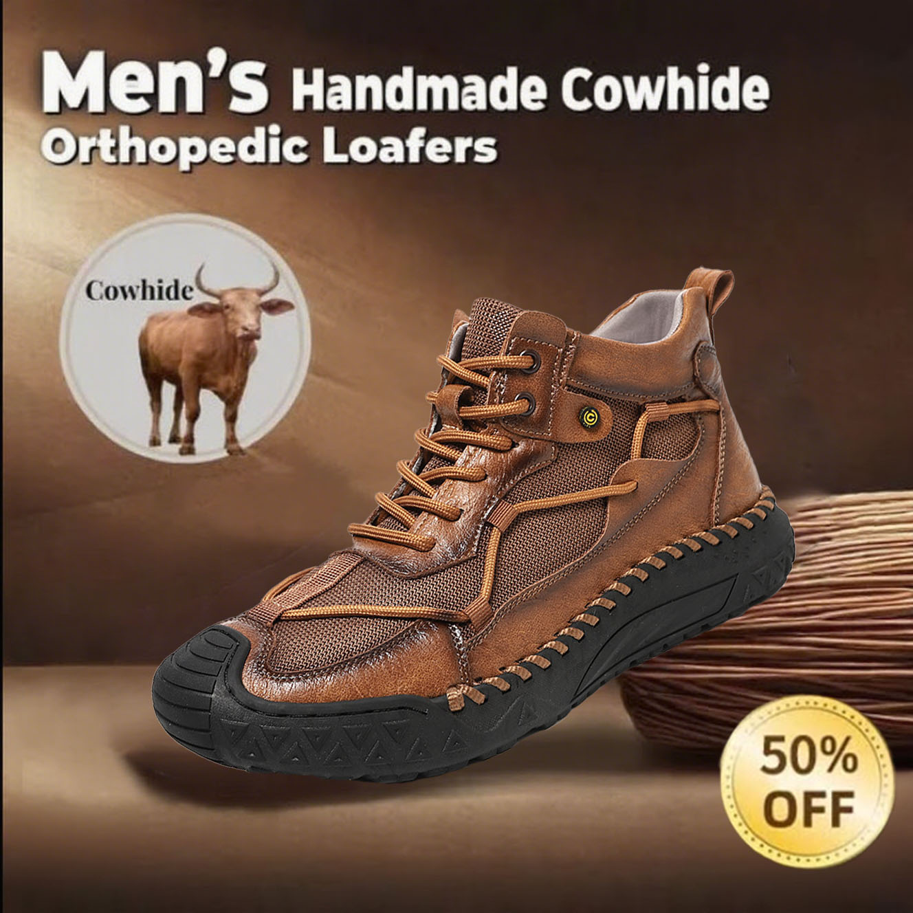 ⏰Limited Time Deal – 50% Off! Men's Casual Walking on Shoes for Bunions
