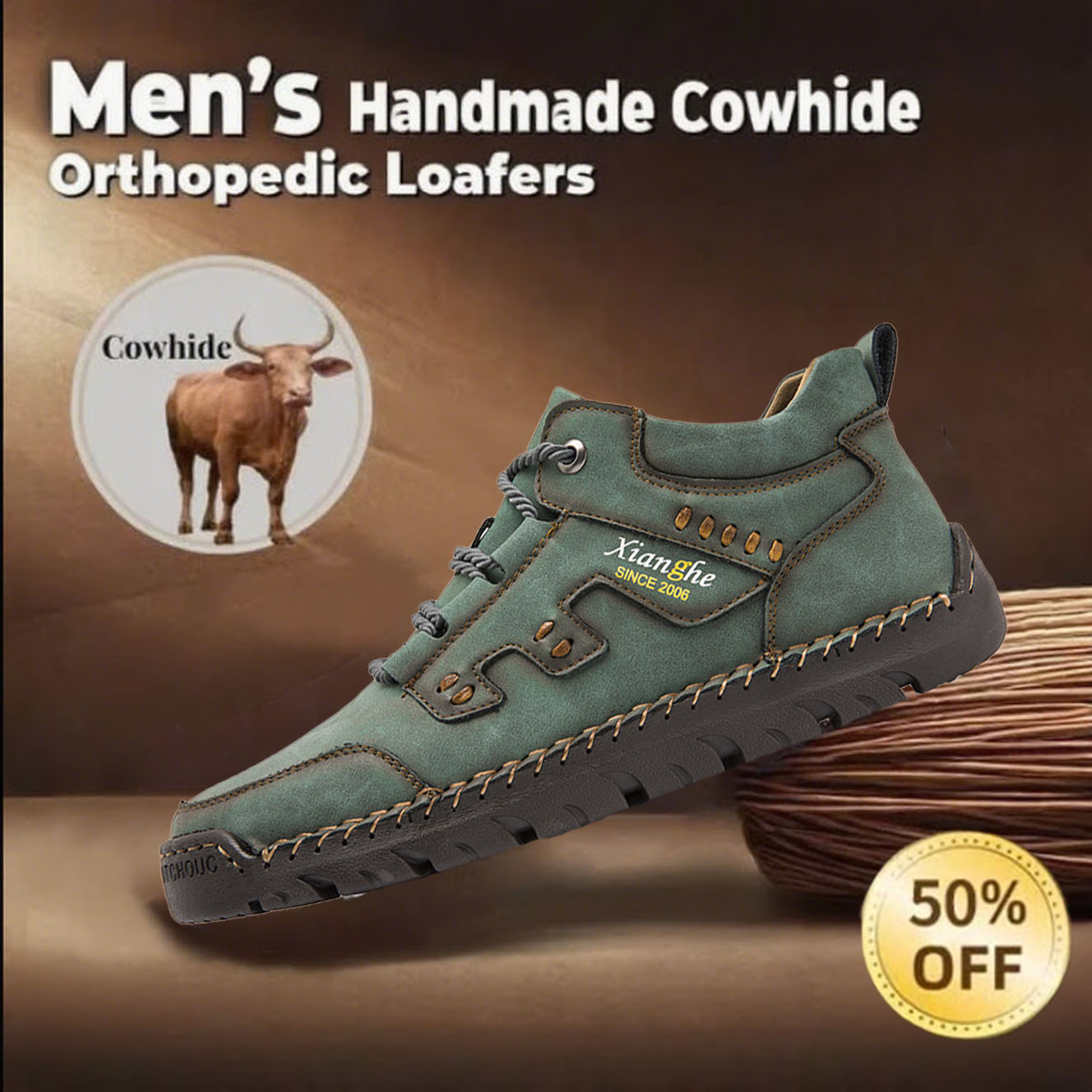 ⏰This Week 70% OFF🔥Casual leather arch support non-slip wear-resistant high-top loafers