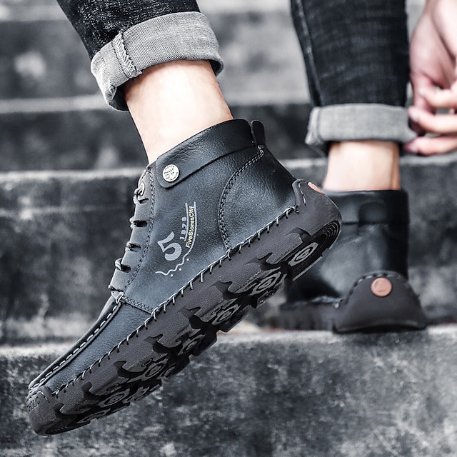 🔥Hot Selling🔥 Men's New High-Top Lace-Up Genuine Leather Soft-Soled Orthopedic Shoes