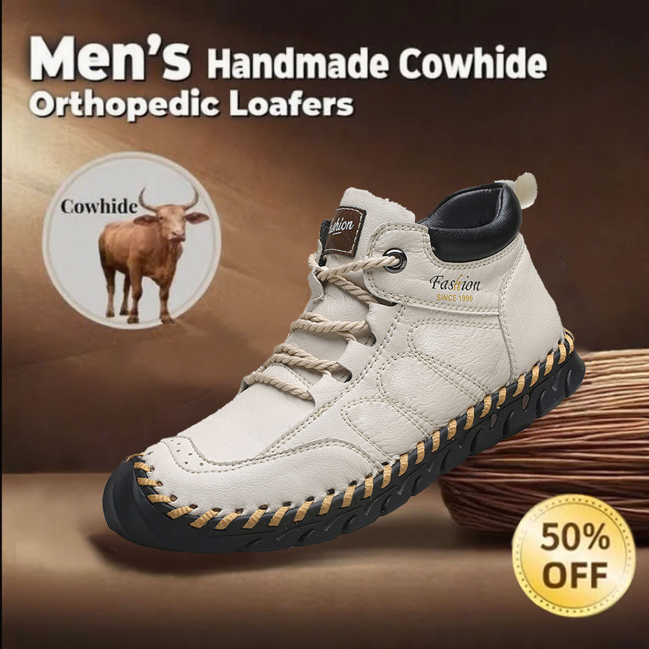 🔥Today 60% OFF🔥Casual leather arch support non-slip wear-resistant high-top loafers
