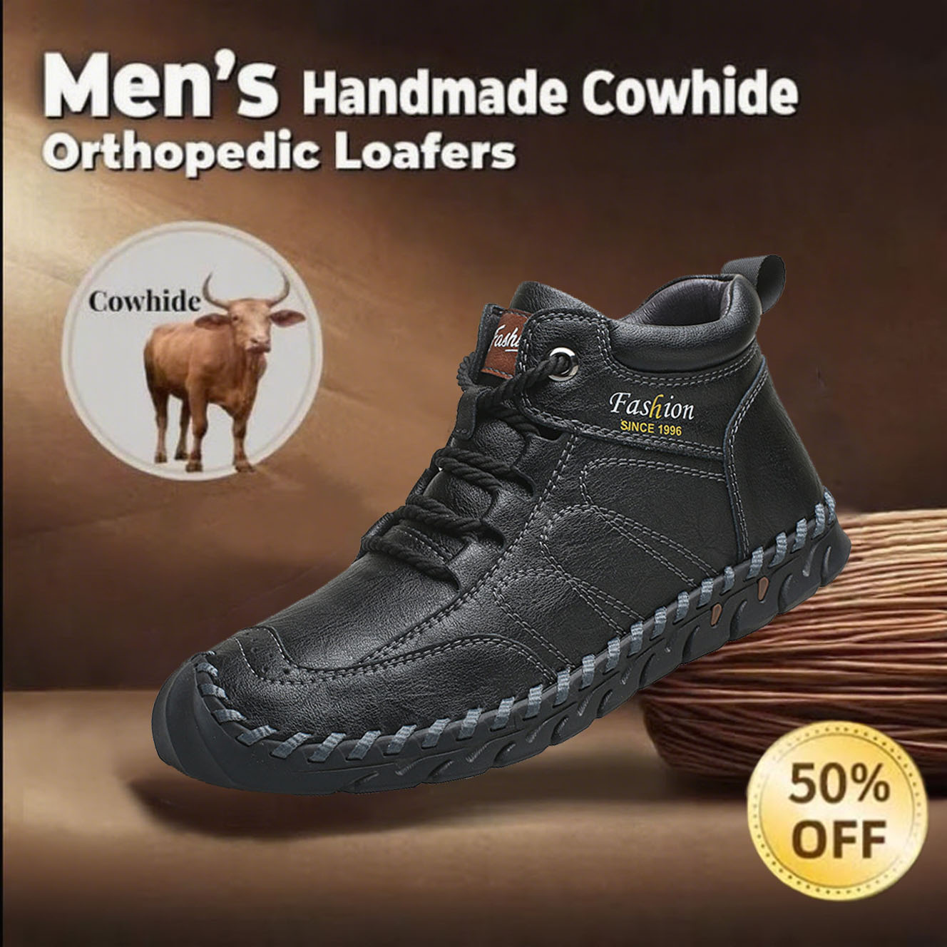 🔥Today 60% OFF🔥Casual leather arch support non-slip wear-resistant high-top loafers