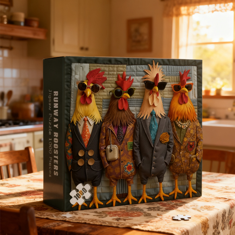 beatyart™ Runway Roosters Wooden Jigsaw Puzzle 1000 Pieces