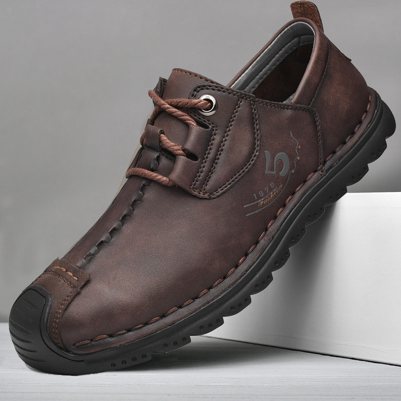 ⏰ Last day! 60% off 🔥 Men's handmade genuine leather lace-up casual shoes with non-slip, wear-resistant, and soft soles.