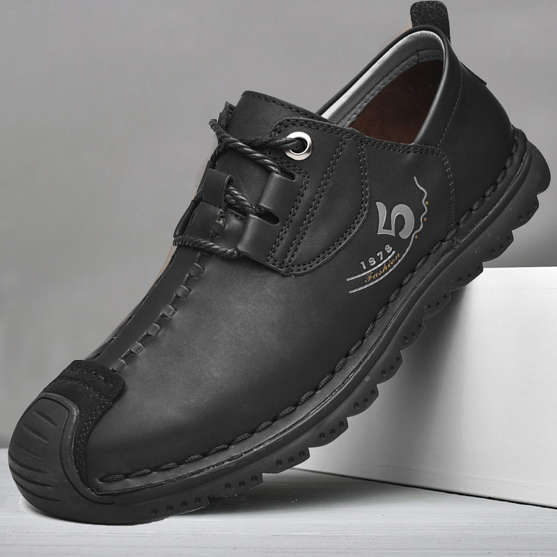 ⏰ Last day! 60% off 🔥 Men's handmade genuine leather lace-up casual shoes with non-slip, wear-resistant, and soft soles.