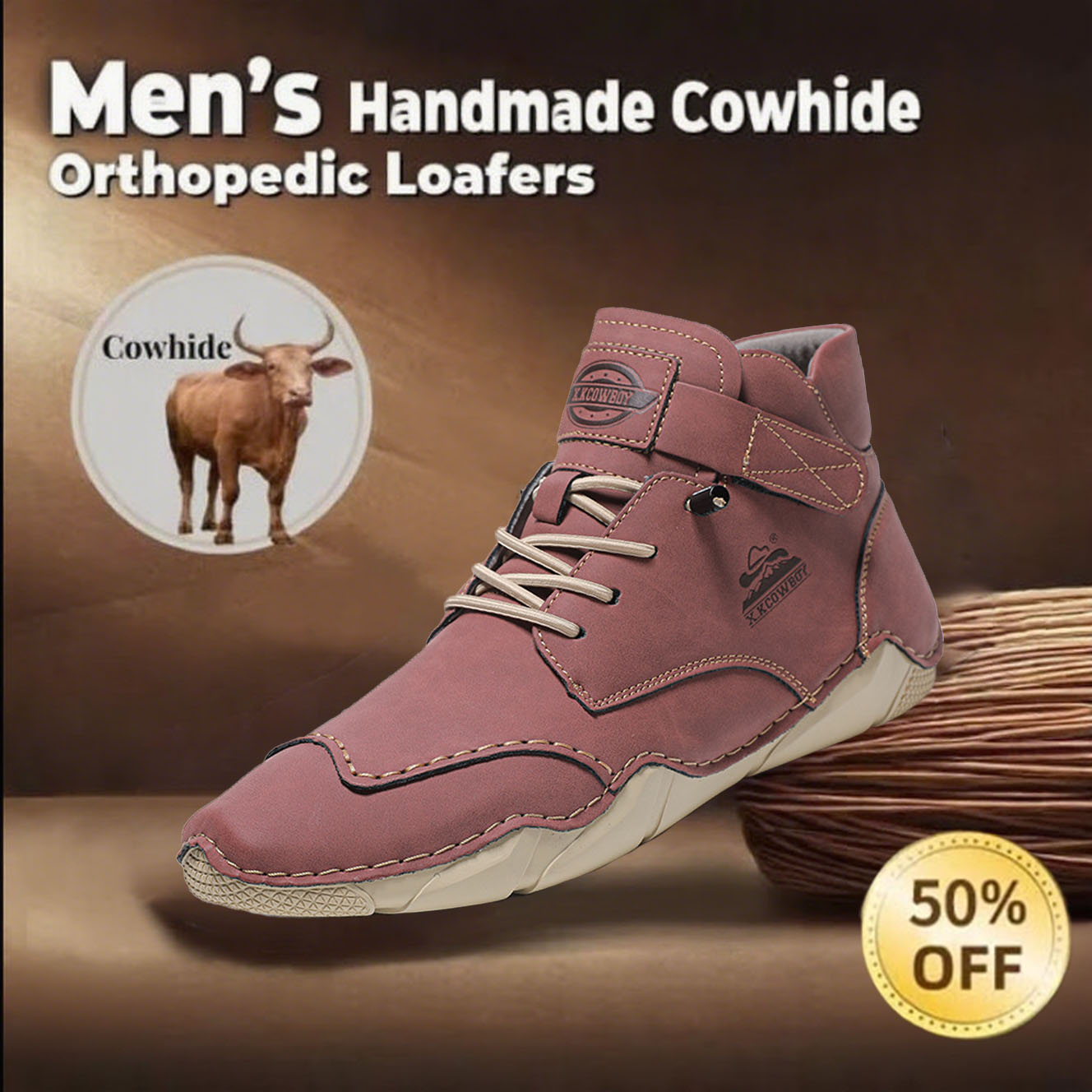 🔥Today 60% OFF Casual leather arch support non-slip wear-resistant high-top loafers