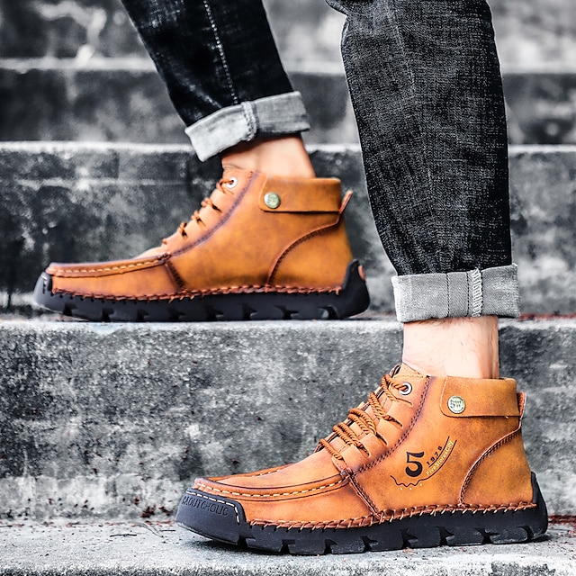 🔥Hot Selling🔥 Men's New High-Top Lace-Up Genuine Leather Soft-Soled Orthopedic Shoes