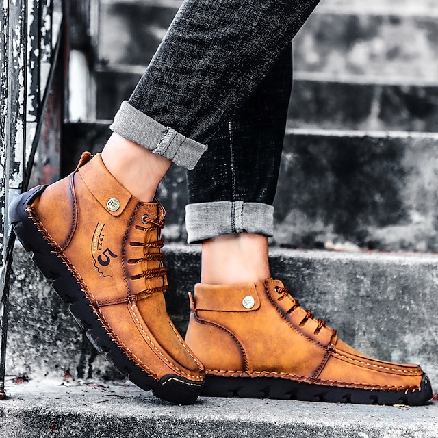 🔥Hot Selling🔥 Men's New High-Top Lace-Up Genuine Leather Soft-Soled Orthopedic Shoes