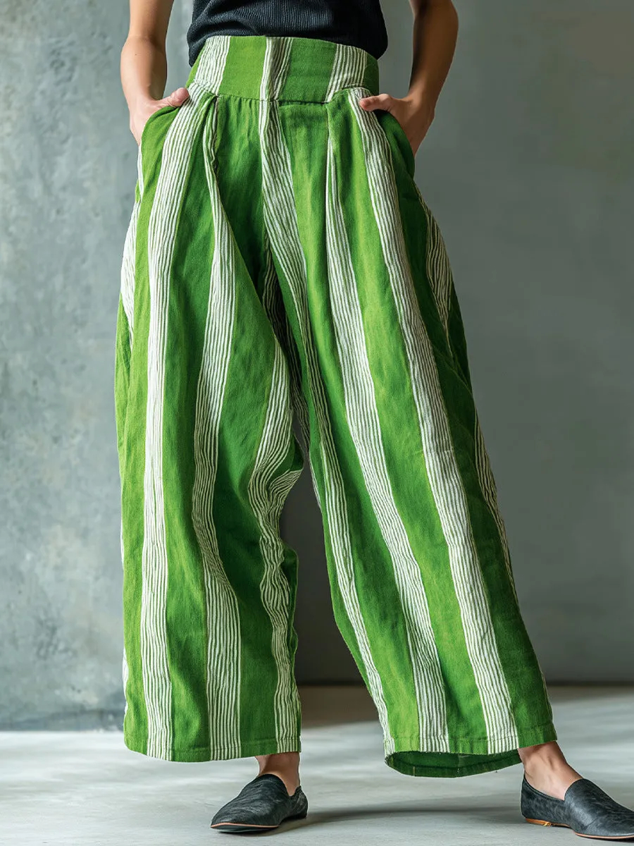 Effortless Striped Linen Wide-Leg Pants
