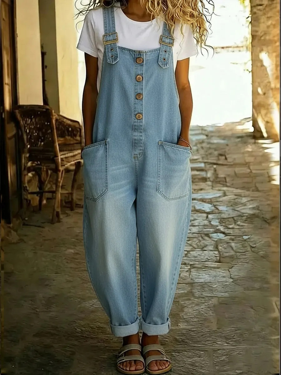 📦📦LAST DAY SAVE 49% ⏰Women's Casual Denim Jumpsuit With Adjustable Buckle