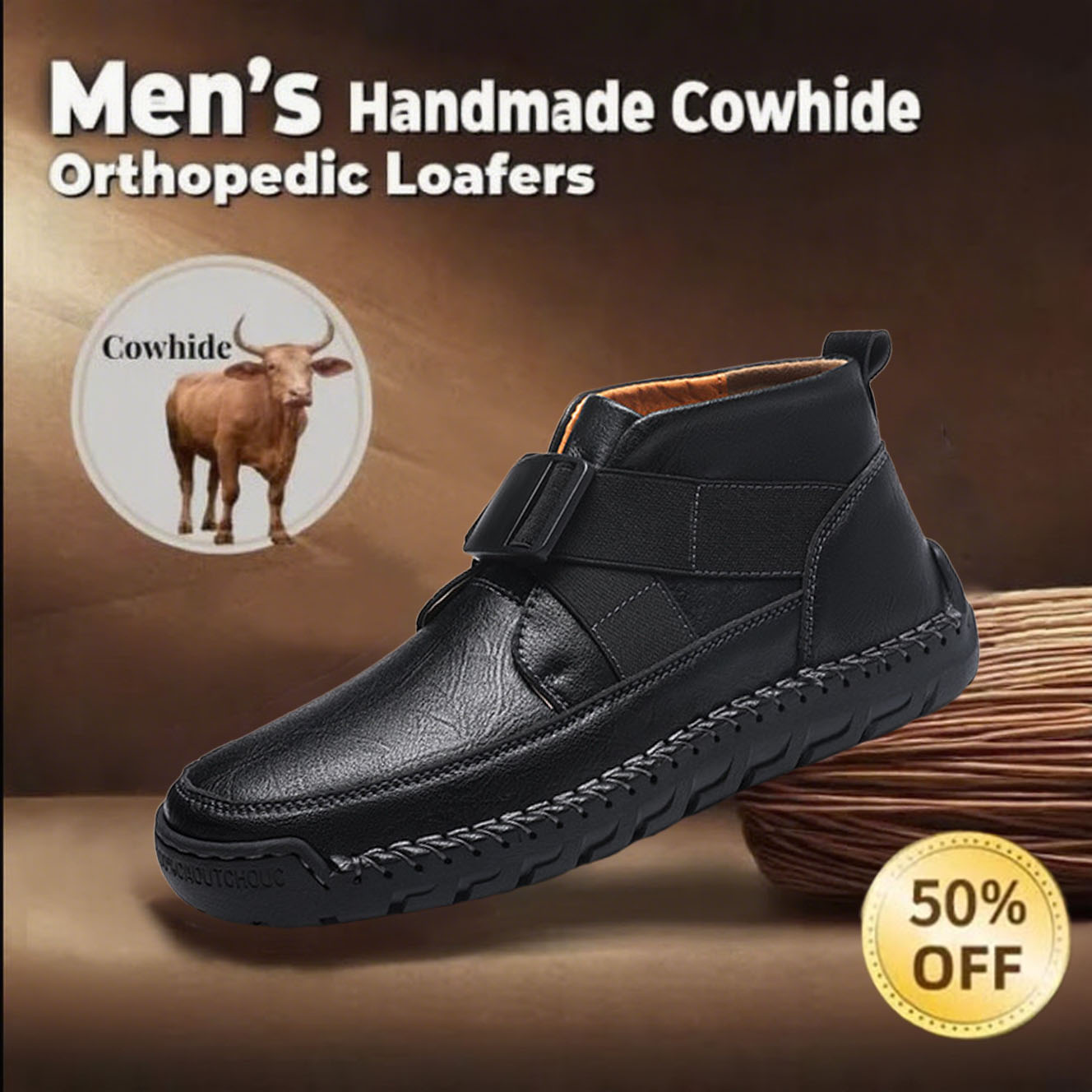 ⏰Final Day 70% OFF🔥Casual leather arch support non-slip wear-resistant high-top loafers