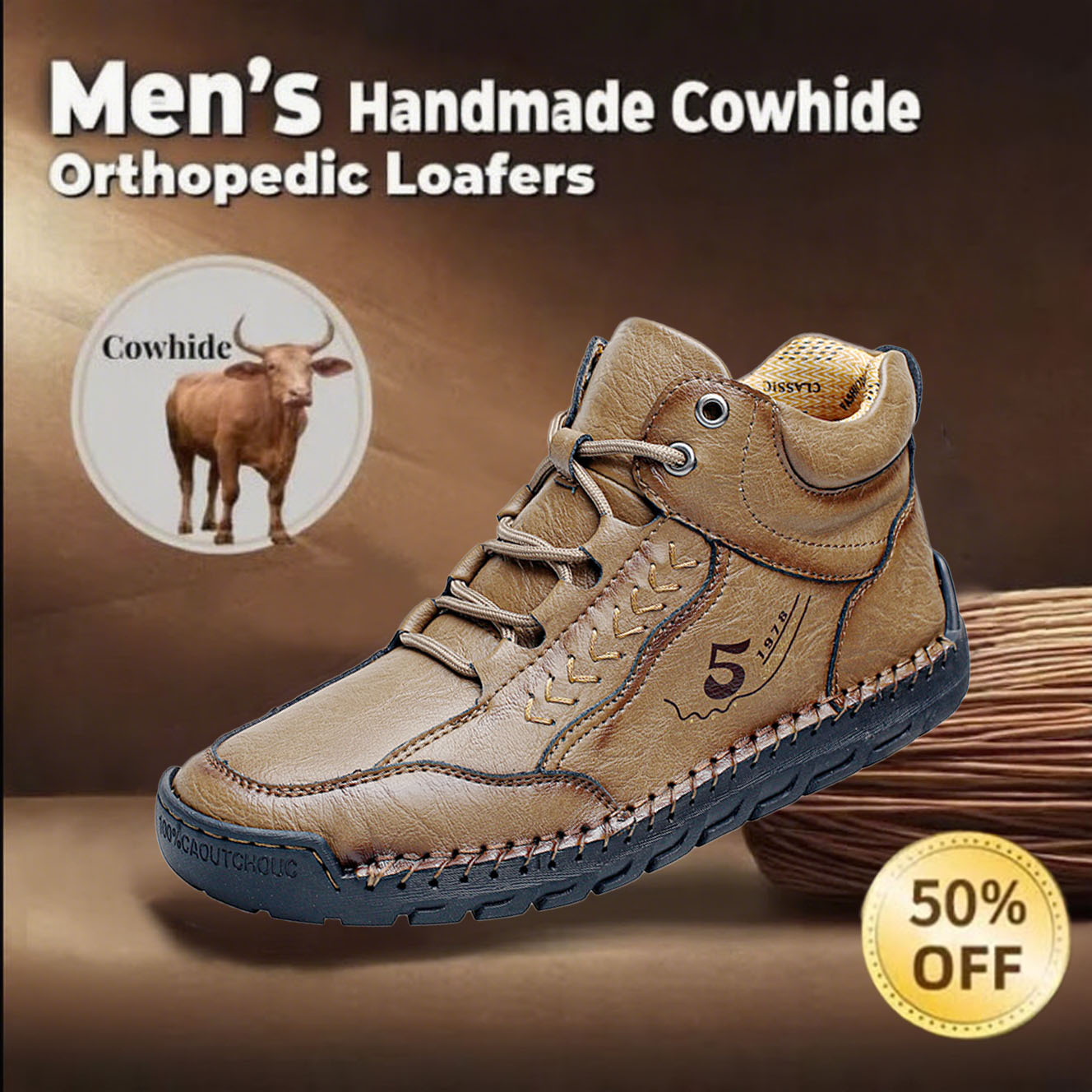 ⏰Today 70% OFF🔥Casual leather arch support non-slip wear-resistant high-top loafers