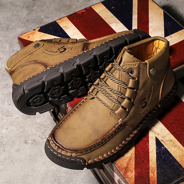 🔥Hot Selling🔥 Men's New High-Top Lace-Up Genuine Leather Soft-Soled Orthopedic Shoes