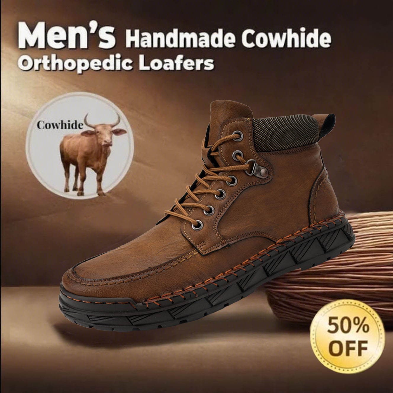 ⏰ 50% off - Newest Men's Orthopedic Leather Hiking Shoes