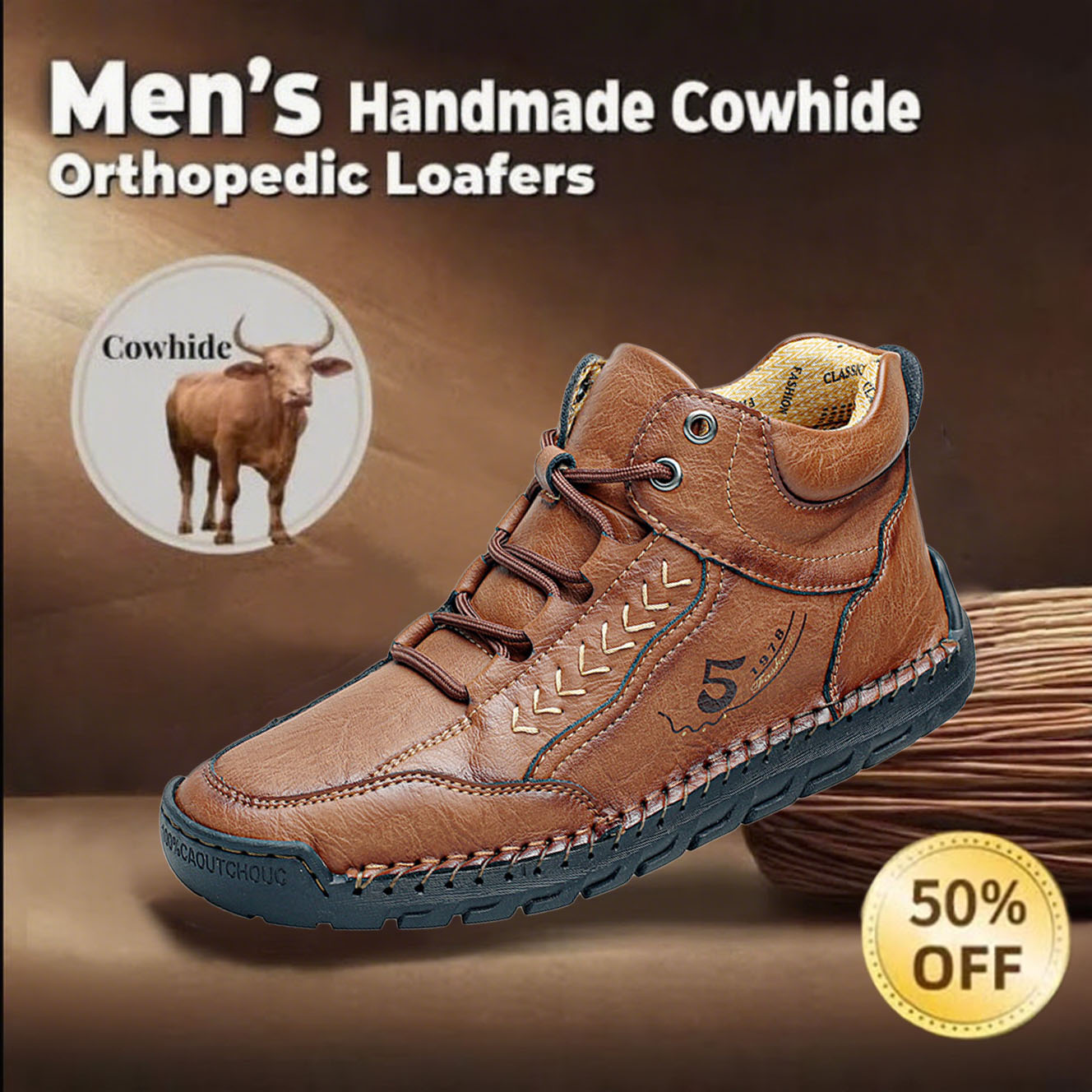 ⏰Today 70% OFF🔥Casual leather arch support non-slip wear-resistant high-top loafers