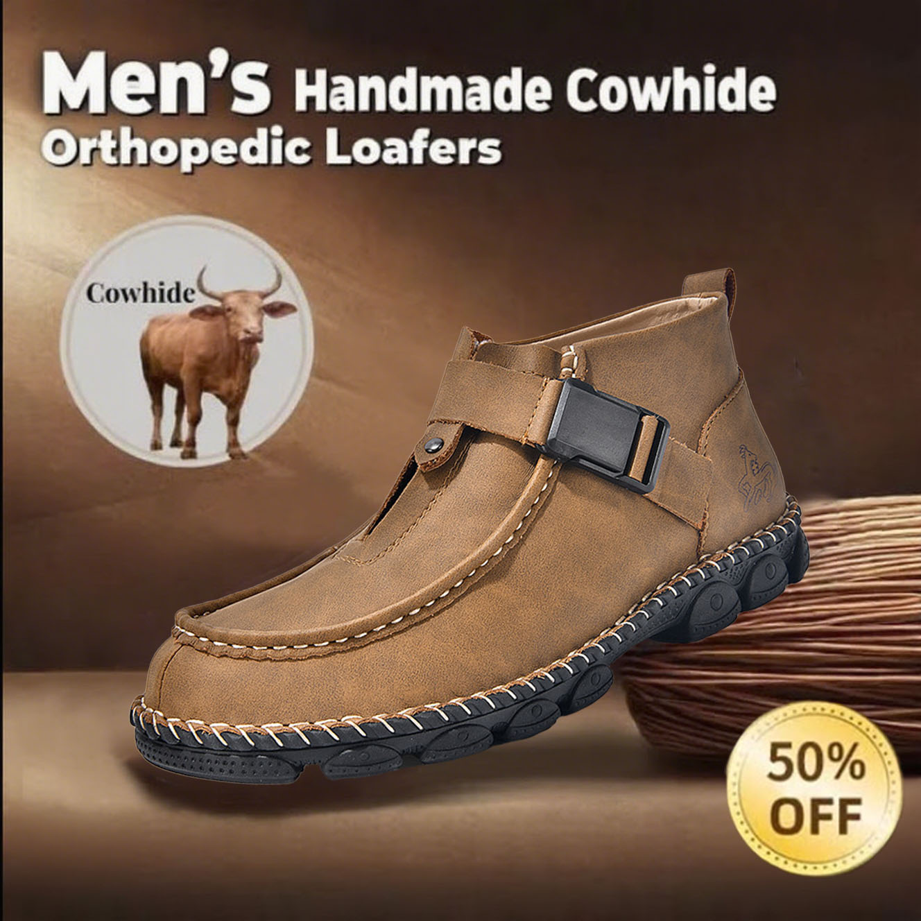 ⏰Today 70% OFF🔥Casual leather arch support non-slip wear-resistant high-top loafers