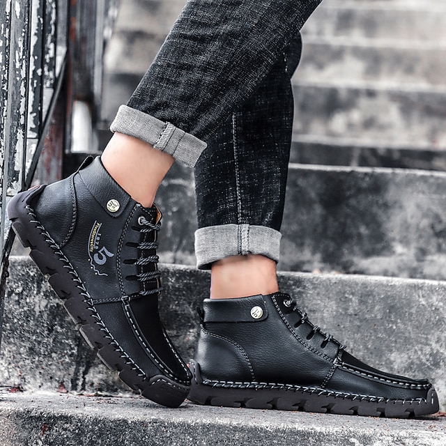 🔥Hot Selling🔥 Men's New High-Top Lace-Up Genuine Leather Soft-Soled Orthopedic Shoes