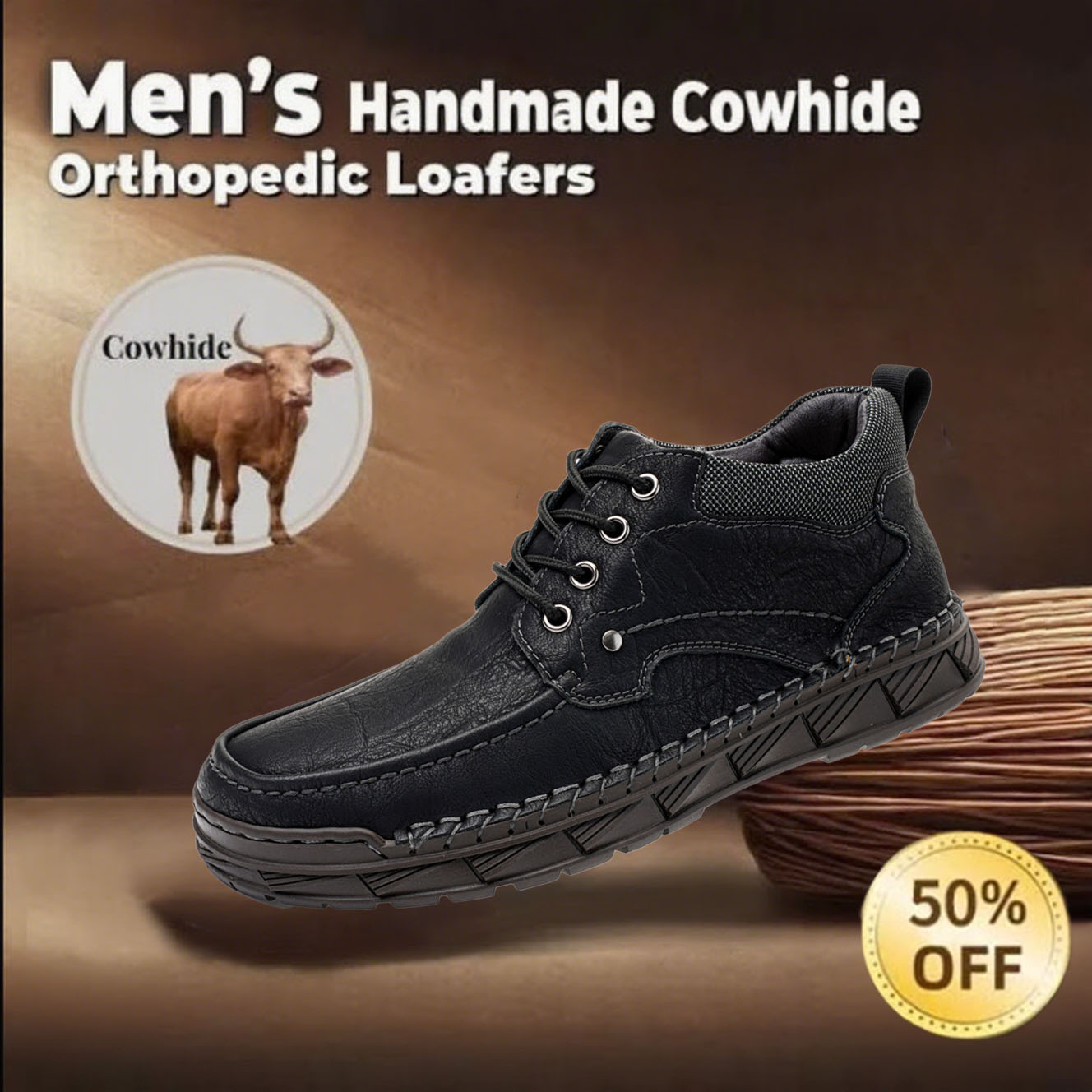 ⏰This Week 70% OFF🔥Casual leather arch support non-slip wear-resistant high-top loafers