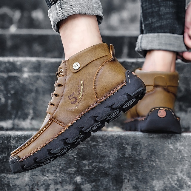 🔥Hot Selling🔥 Men's New High-Top Lace-Up Genuine Leather Soft-Soled Orthopedic Shoes