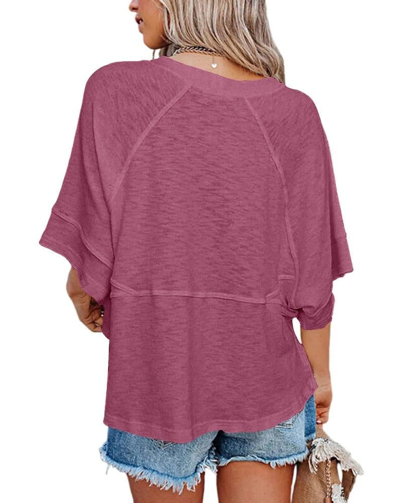 ⏰Women's Summer Casual Crewneck Batwing Half Sleeve Tee