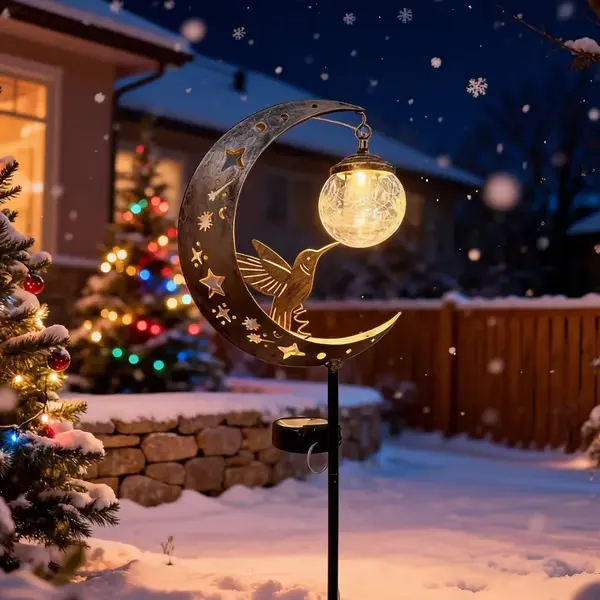 🌙✨Hummingbird Moon Solar Garden Stake Light