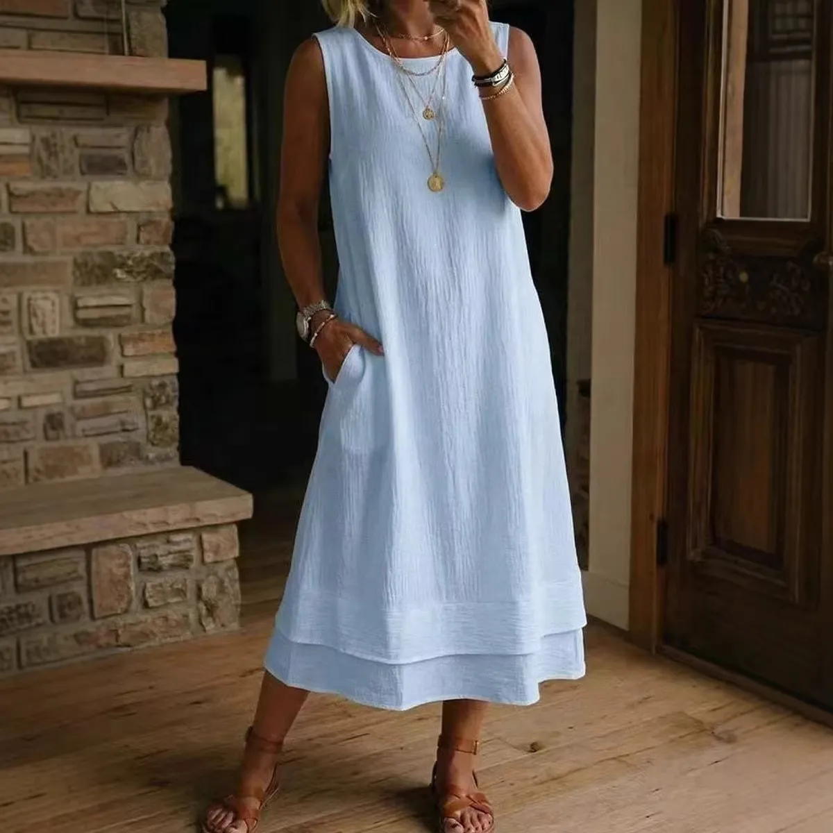 👗Women's multi-layered sleeveless summer dress☁️