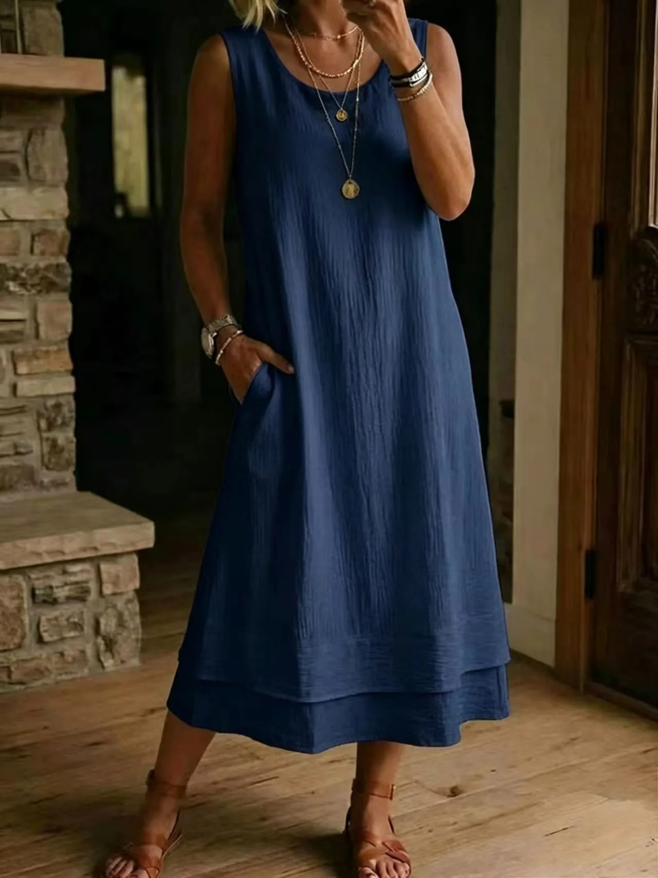 👗Women's multi-layered sleeveless summer dress☁️
