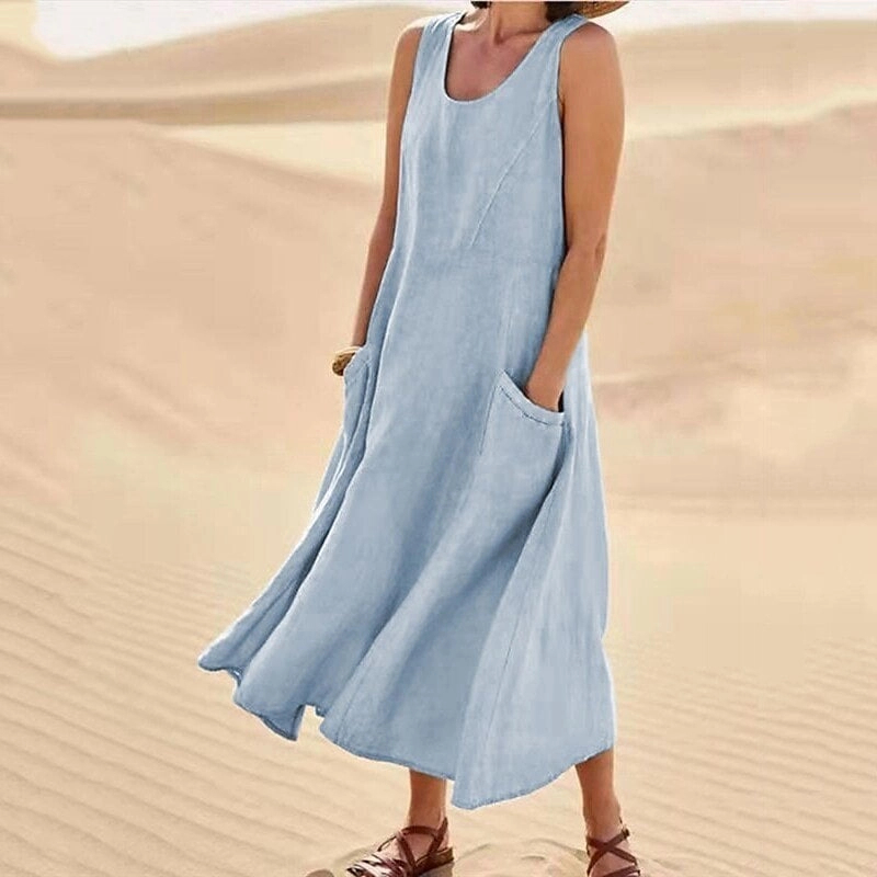 🔥 Promotion 50% OFF 🔥Women's Sleeveless Cotton Dress （Buy 2 Free Shipping）