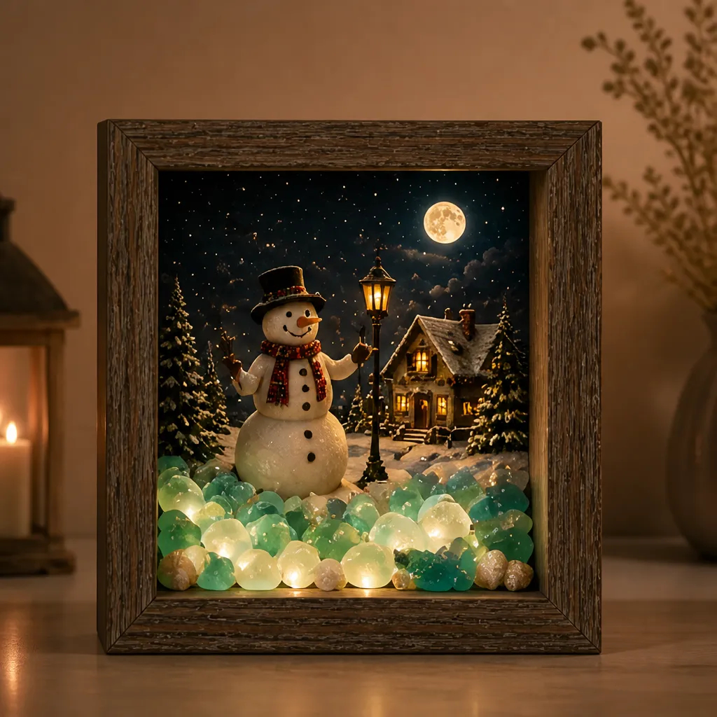 🔥💝Coastal Lighthouse Sea Glass Shadow Box Night Light