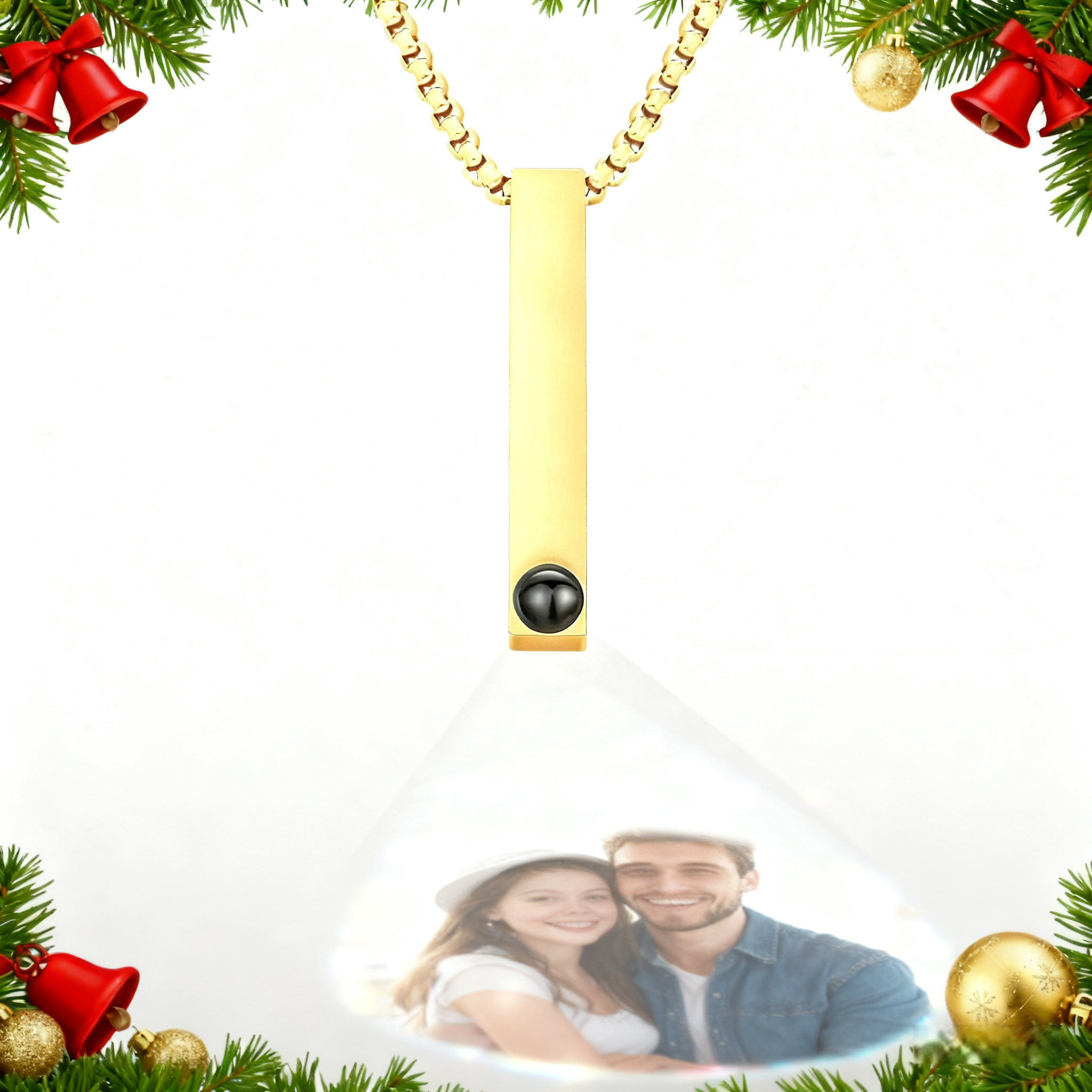 Photo Projection 3D Bar Necklace Vertical Bar Necklace Gifts For Father