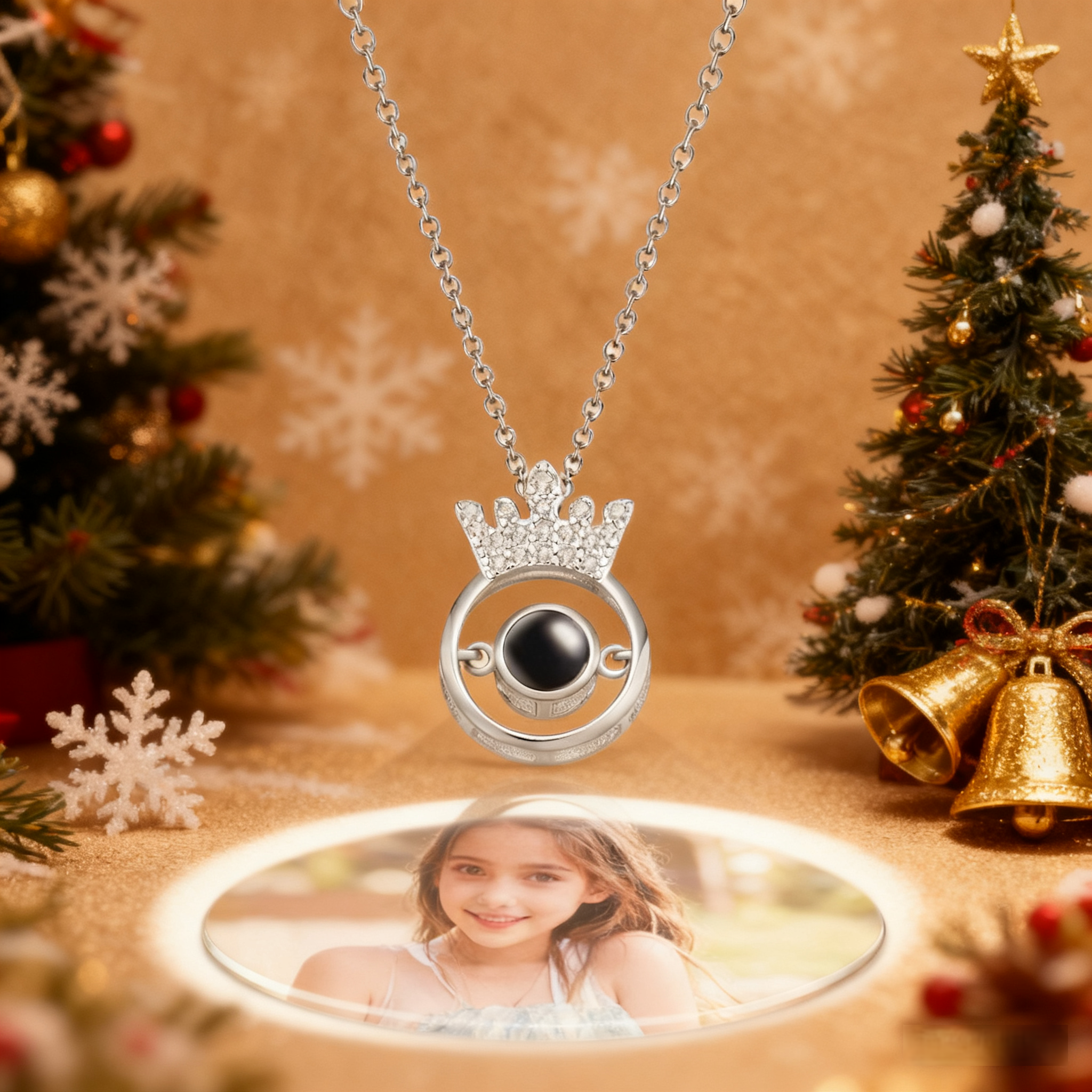 Custom Photo Projection Necklace Fashion Crown Gifts