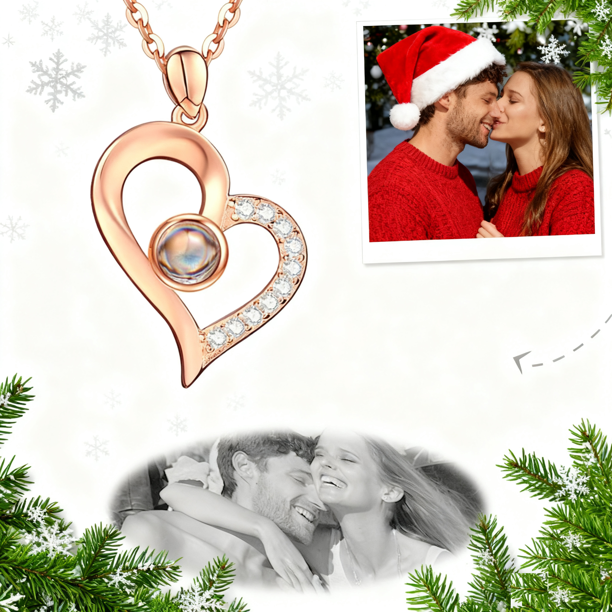 Personalized Heart Pendant Photo Projection Necklace