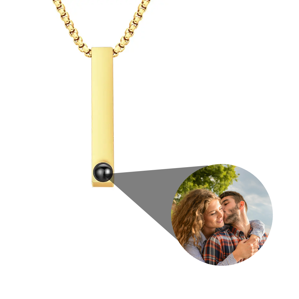 Photo Projection 3D Bar Necklace Vertical Bar Necklace Gifts For Father
