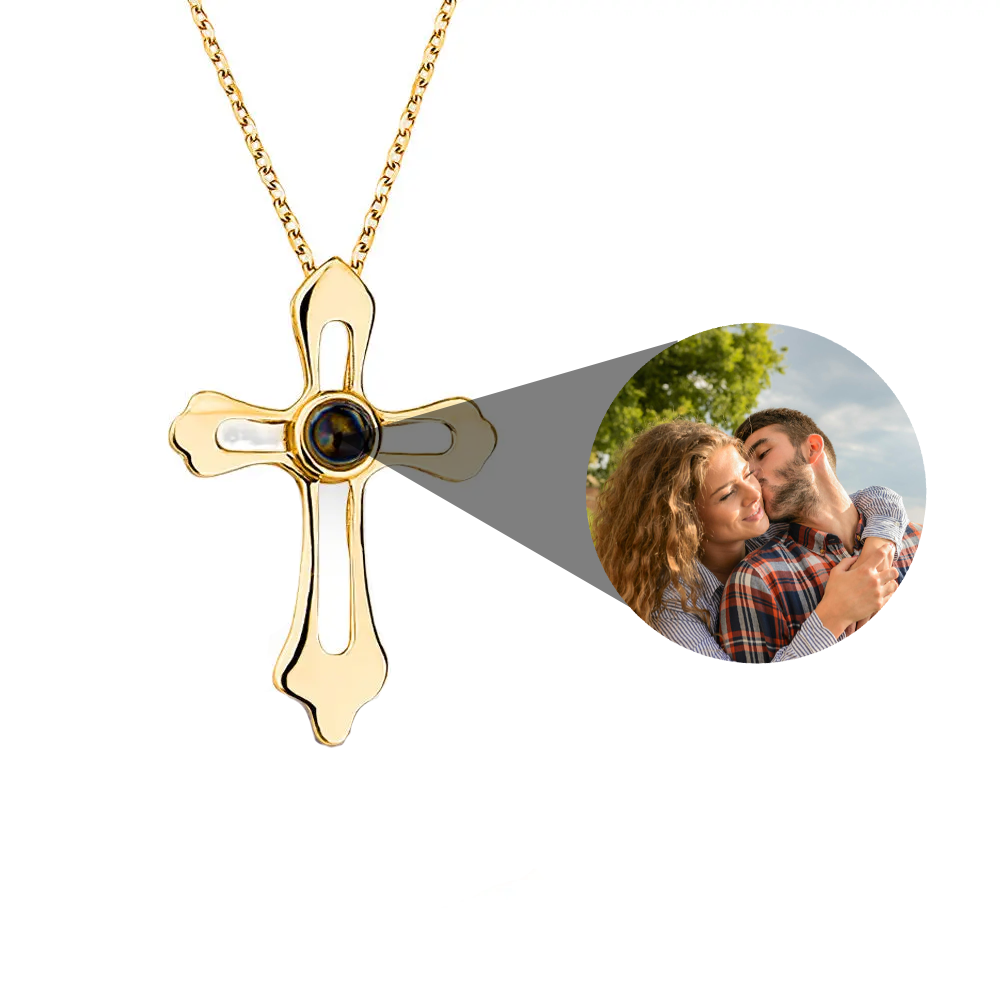 Custom Projection Necklace Cross Pattern Photo Necklace Gift for Her