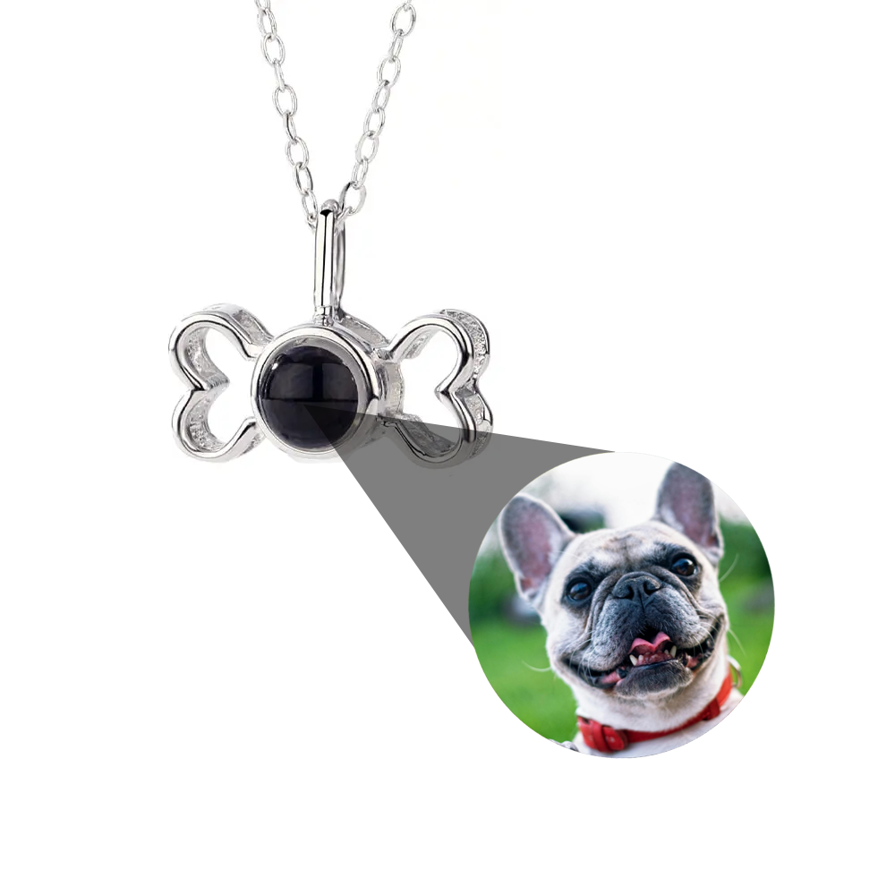 Custom Projection Photo Necklace Cute Puppy Bone Necklace