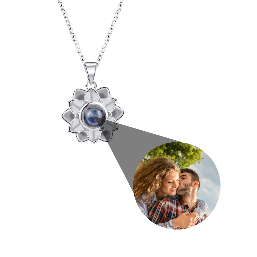 Personalized Projection Necklace Lotus Pendant Photo Necklace