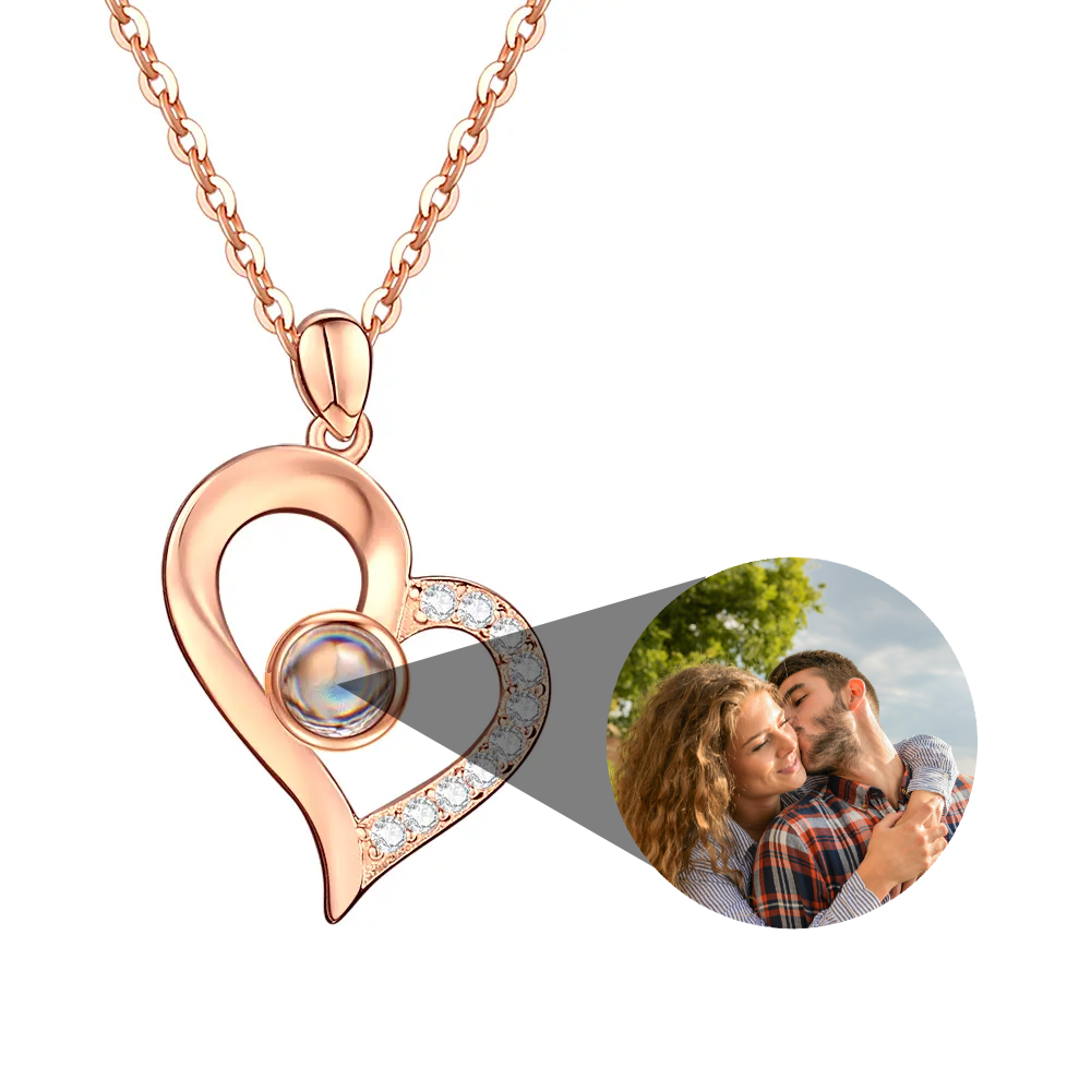 Personalized Heart Pendant Photo Projection Necklace