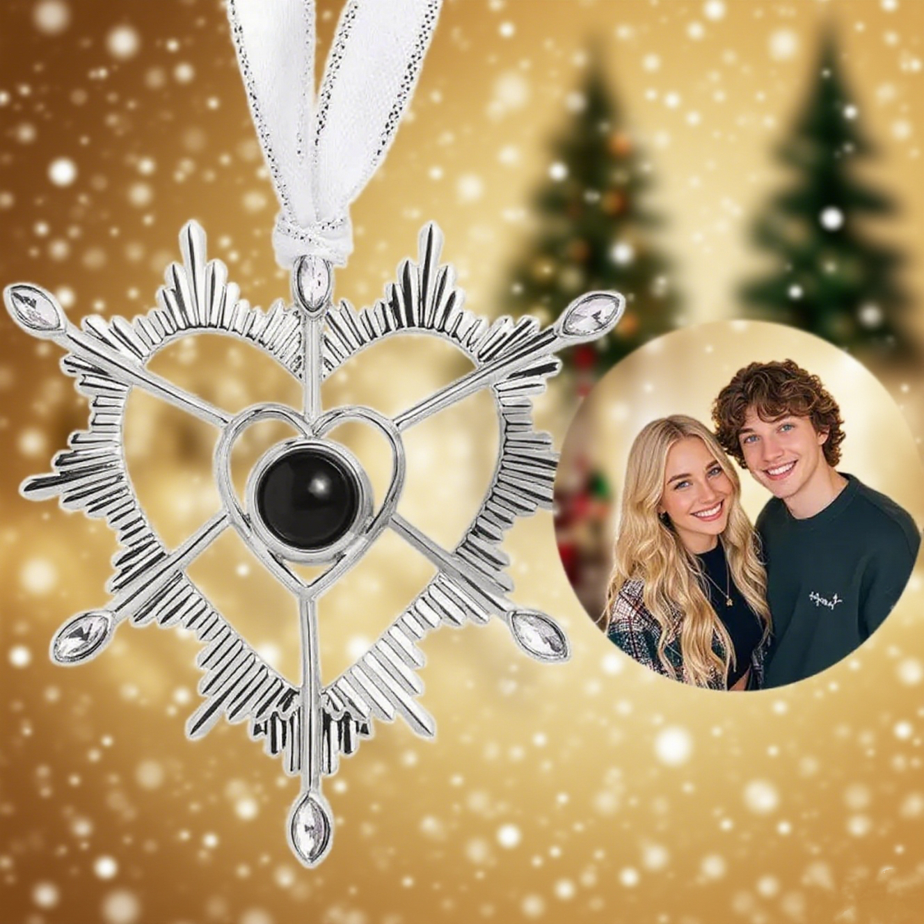 Custom Photo Projection Heart Ornament – Personalized Gift for Birthday Valentine's Day & Christmas