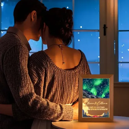 Custom Star Map Night Light Acrylic Lamp with Date Text and Wooden Base Home Decor for Valentine’s Day Anniversary Gift for Couples