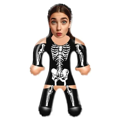 Custom Face Skeleton Lady Blow Up Dolls Funny Inflatable Balloon Custom Air Doll for Party Favors Horror Halloween Gifts