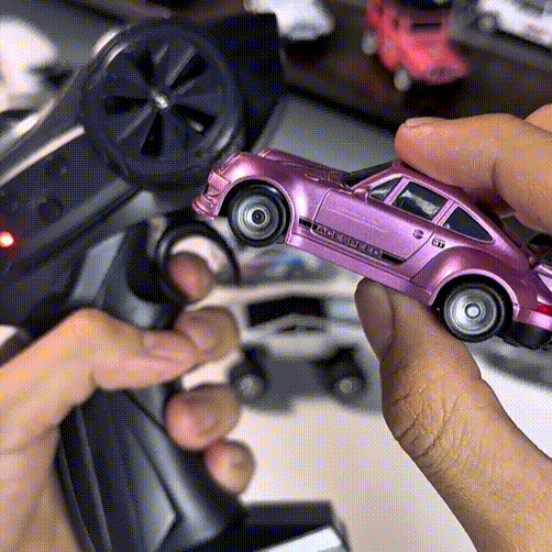 1/64 Scale RC Car, 2.4G Proportional Control 4WD RC Drift Car with LED Light & Hollow Cup Motor, Portable Mini Remote Toy for Adults