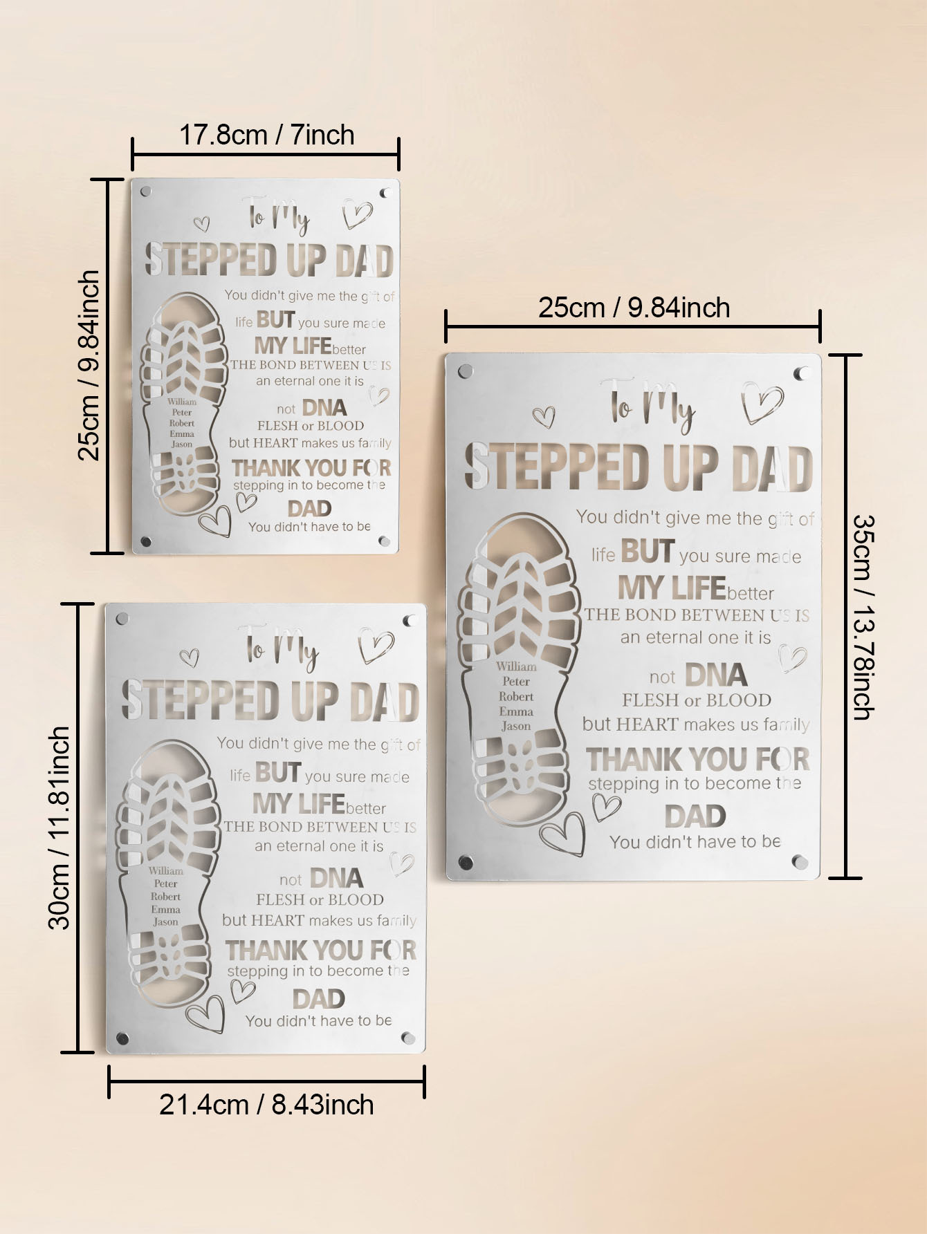 Personalized Stepped Up Dad Mirror Light Dad's Footprint Sign Gift for Father's Day