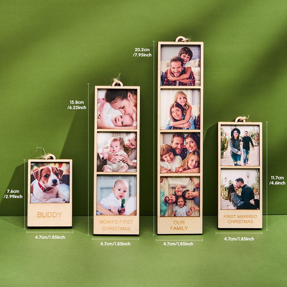 Personalized Photo Christmas Ornament Wooden Frame Ornament for Christmas Gifts