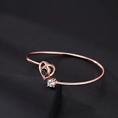 Custom Projection Bracelet Personalized Photo Bracelet Heart Jewelry Gift for Her