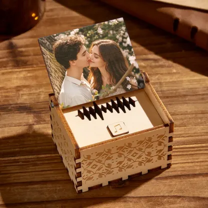 Custom Digital Music Box Any song Tune or Voice Personalized Wooden Photo Music Box with Text Anniversary Gifts