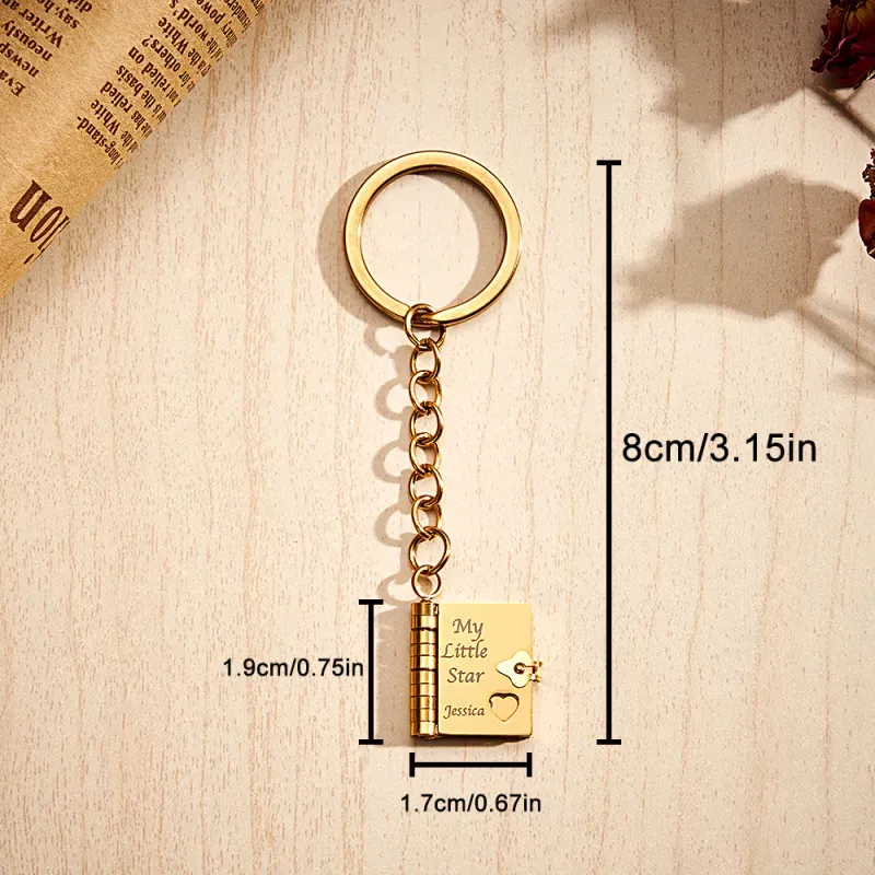 Personalized My Little Star Book Keychain – A Letter to My Daughter in a Locket Pendant with Message Inside Meaningful Gift