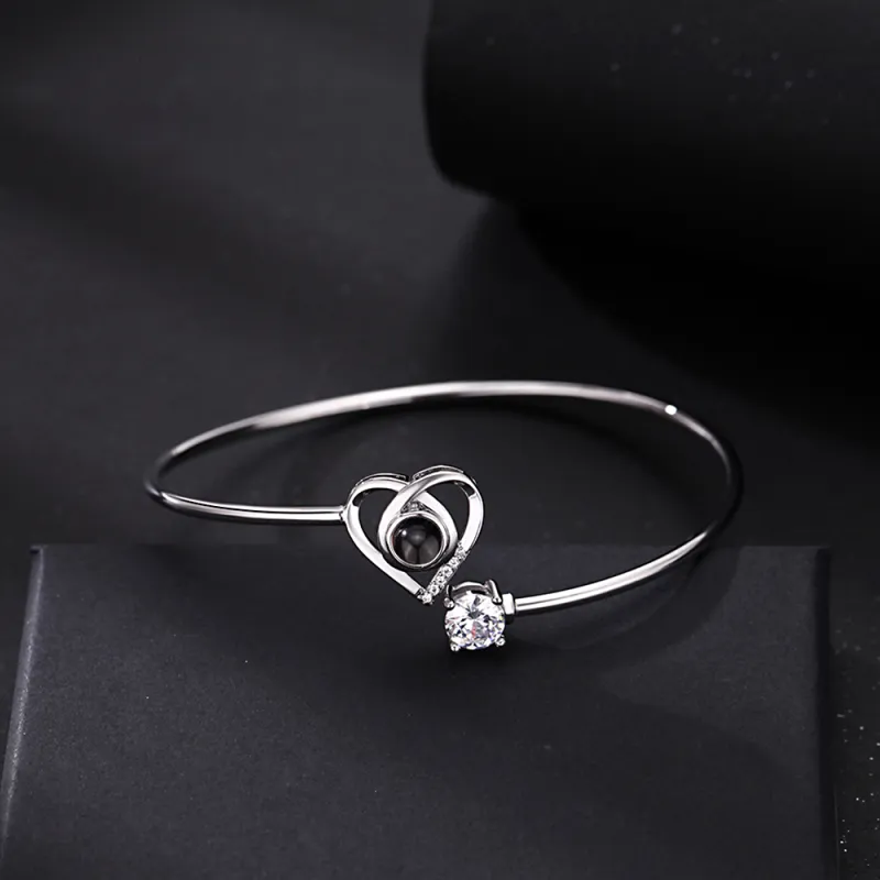 Custom Projection Bracelet Personalized Photo Bracelet Heart Jewelry Gift for Her