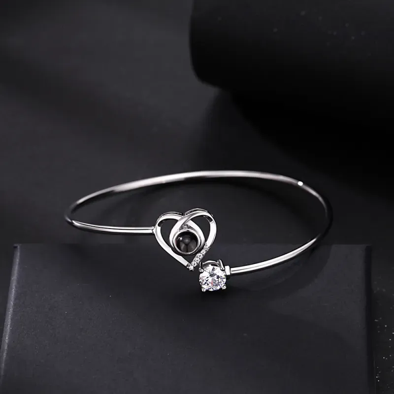Custom Projection Bracelet Personalized Photo Bracelet Heart Jewelry Gift for Her