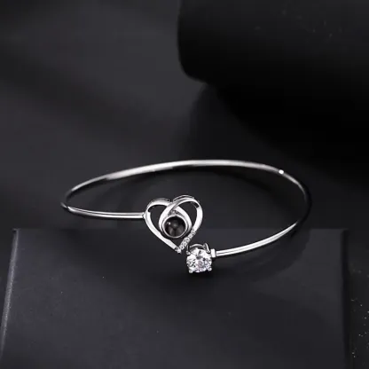 Custom Projection Bracelet Personalized Photo Bracelet Heart Jewelry Gift for Her