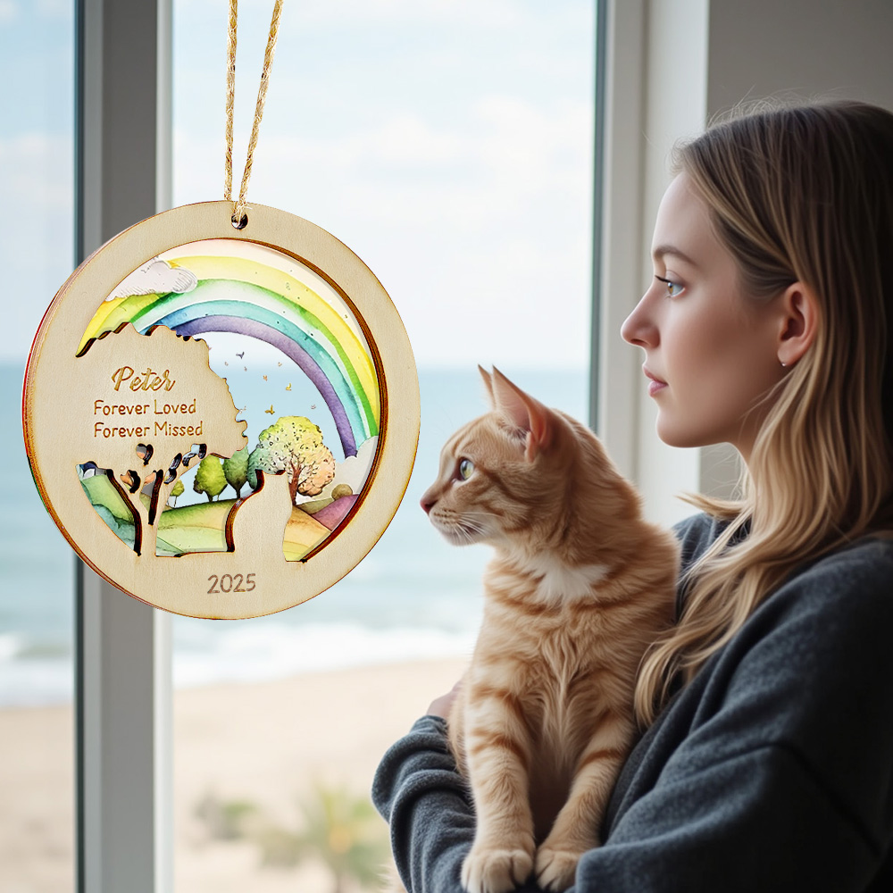 Personalized Rainbow Bridge Pet Ornament Memorial Pet Loss Gift for Pet Lovers